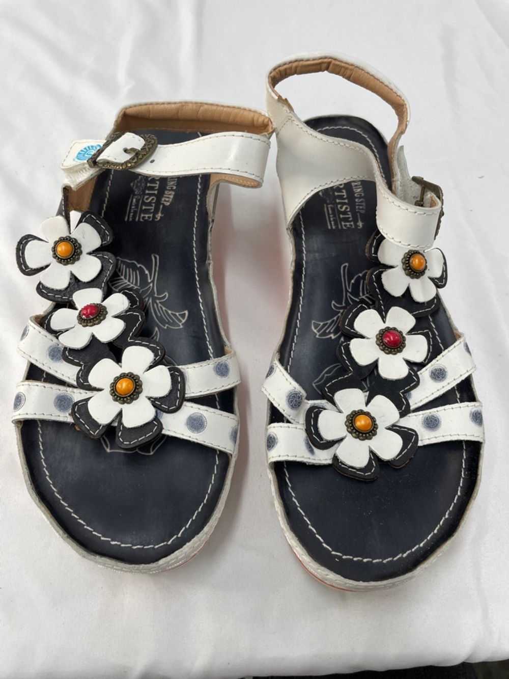 SPRING STEP L’ARTISTE GOODIE LEATHER FLOWER SANDALS FTL-04-162